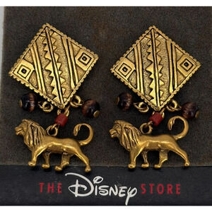 Vintage Disney Store Lion King Earrings Simba Dangle Tribal Design – New on Card